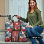 Sydney Roosters Travel Bag Tropical Hibiscus Floral Pattern With Red And Blue Accents