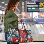 Sydney Roosters Travel Bag Tropical Hibiscus Floral Pattern With Red And Blue Accents
