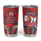 Sydney Roosters Tumbler Cup Tropical Hibiscus Floral Pattern With Red And Blue Accents