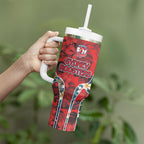 Sydney Roosters Tumbler With Handle Tropical Hibiscus Floral Pattern With Red And Blue Accents