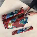 Sydney Roosters Umbrella Tropical Hibiscus Floral Pattern With Red And Blue Accents