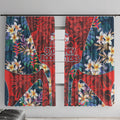 Sydney Roosters Window Curtain Tropical Hibiscus Floral Pattern With Red And Blue Accents