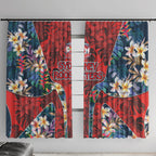 Sydney Roosters Window Curtain Tropical Hibiscus Floral Pattern With Red And Blue Accents