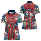 Sydney Roosters Women Polo Shirt Tropical Hibiscus Floral Pattern With Red And Blue Accents