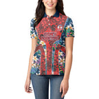 Sydney Roosters Women Polo Shirt Tropical Hibiscus Floral Pattern With Red And Blue Accents