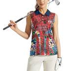 Sydney Roosters Women Sleeveless Polo Shirt Tropical Hibiscus Floral Pattern With Red And Blue Accents