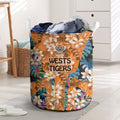Wests Tigers Laundry Basket Tropical Hibiscus Floral Pattern With Orange And Black Accents