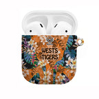 Wests Tigers AirPods Case Tropical Hibiscus Floral Pattern With Orange And Black Accents