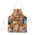 Wests Tigers Apron Tropical Hibiscus Floral Pattern With Orange And Black Accents
