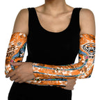 Wests Tigers Arm Sleeves Tropical Hibiscus Floral Pattern With Orange And Black Accents