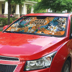 Wests Tigers Auto Sun Shade Tropical Hibiscus Floral Pattern With Orange And Black Accents