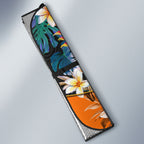 Wests Tigers Auto Sun Shade Tropical Hibiscus Floral Pattern With Orange And Black Accents