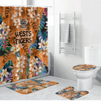 Wests Tigers Bathroom Set Tropical Hibiscus Floral Pattern With Orange And Black Accents