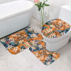 Wests Tigers Bathroom Set Tropical Hibiscus Floral Pattern With Orange And Black Accents