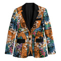Wests Tigers Blazer Tropical Hibiscus Floral Pattern With Orange And Black Accents