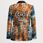 Wests Tigers Blazer Tropical Hibiscus Floral Pattern With Orange And Black Accents