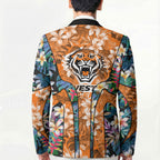 Wests Tigers Blazer Tropical Hibiscus Floral Pattern With Orange And Black Accents