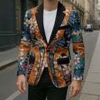 Wests Tigers Blazer Tropical Hibiscus Floral Pattern With Orange And Black Accents