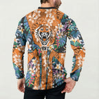 Wests Tigers Button Sweatshirt Tropical Hibiscus Floral Pattern With Orange And Black Accents