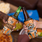 Wests Tigers 4 in 1 Can Cooler Tumbler Tropical Hibiscus Floral Pattern With Orange And Black Accents