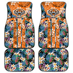 Wests Tigers Car Mats Tropical Hibiscus Floral Pattern With Orange And Black Accents
