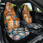 Wests Tigers Car Seat Cover Tropical Hibiscus Floral Pattern With Orange And Black Accents