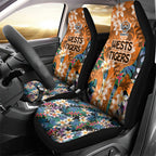 Wests Tigers Car Seat Cover Tropical Hibiscus Floral Pattern With Orange And Black Accents