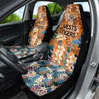 Wests Tigers Car Seat Cover Tropical Hibiscus Floral Pattern With Orange And Black Accents