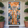 Wests Tigers Door Cover Tropical Hibiscus Floral Pattern With Orange And Black Accents