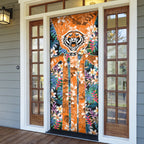 Wests Tigers Door Cover Tropical Hibiscus Floral Pattern With Orange And Black Accents