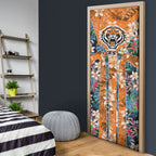 Wests Tigers Door Cover Tropical Hibiscus Floral Pattern With Orange And Black Accents