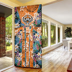 Wests Tigers Door Cover Tropical Hibiscus Floral Pattern With Orange And Black Accents