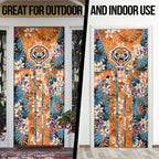 Wests Tigers Door Cover Tropical Hibiscus Floral Pattern With Orange And Black Accents
