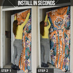 Wests Tigers Door Cover Tropical Hibiscus Floral Pattern With Orange And Black Accents