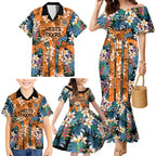 Wests Tigers Family Matching Mermaid Dress and Hawaiian Shirt Tropical Hibiscus Floral Pattern With Orange And Black Accents