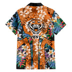 Wests Tigers Family Matching Mermaid Dress and Hawaiian Shirt Tropical Hibiscus Floral Pattern With Orange And Black Accents
