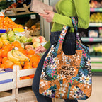 Wests Tigers Grocery Bag Tropical Hibiscus Floral Pattern With Orange And Black Accents