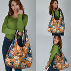 Wests Tigers Grocery Bag Tropical Hibiscus Floral Pattern With Orange And Black Accents