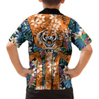 Wests Tigers Hawaiian Shirt Tropical Hibiscus Floral Pattern With Orange And Black Accents
