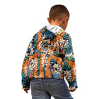 Wests Tigers Kid Hoodie Tropical Hibiscus Floral Pattern With Orange And Black Accents
