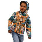 Wests Tigers Kid Hoodie Tropical Hibiscus Floral Pattern With Orange And Black Accents