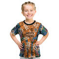 Wests Tigers Kid T Shirt Tropical Hibiscus Floral Pattern With Orange And Black Accents