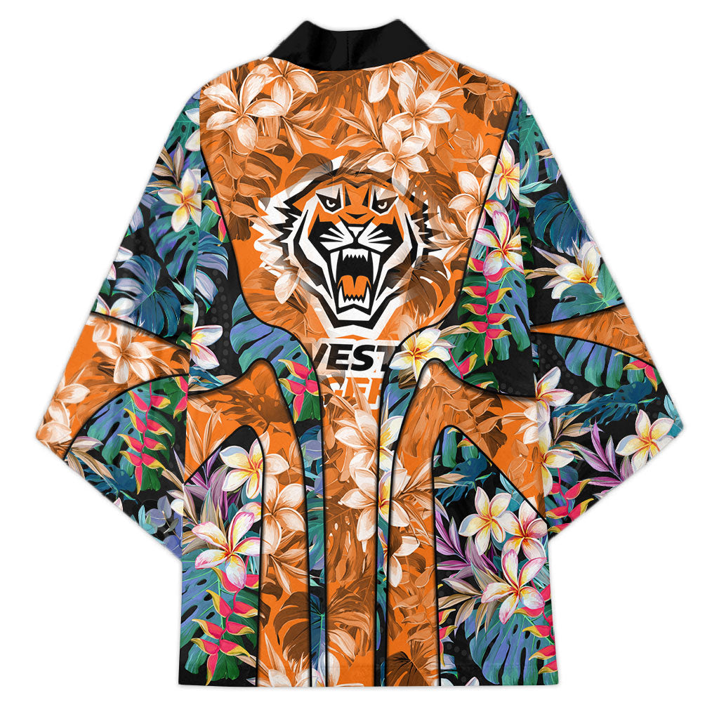 Wests Tigers Kimono Tropical Hibiscus Floral Pattern With Orange And Black Accents