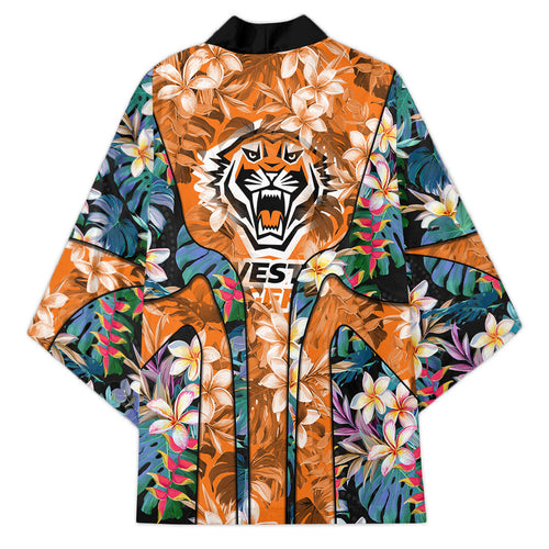 Wests Tigers Kimono Tropical Hibiscus Floral Pattern With Orange And Black Accents
