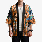 Wests Tigers Kimono Tropical Hibiscus Floral Pattern With Orange And Black Accents