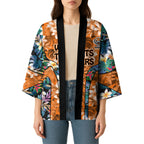 Wests Tigers Kimono Tropical Hibiscus Floral Pattern With Orange And Black Accents