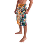 Wests Tigers Lavalava Tropical Hibiscus Floral Pattern With Orange And Black Accents
