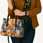 Wests Tigers Leather Bag Tropical Hibiscus Floral Pattern With Orange And Black Accents