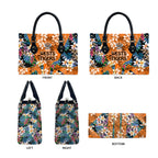 Wests Tigers Leather Bag Tropical Hibiscus Floral Pattern With Orange And Black Accents