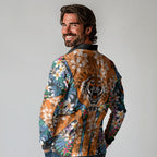 Wests Tigers Long Sleeve Polo Shirt Tropical Hibiscus Floral Pattern With Orange And Black Accents